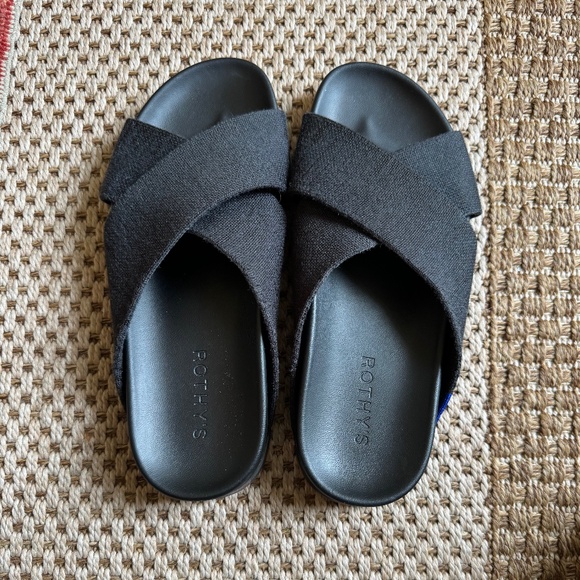 Rothy's Shoes - Rothy's Black The Weekend Slide Sandals